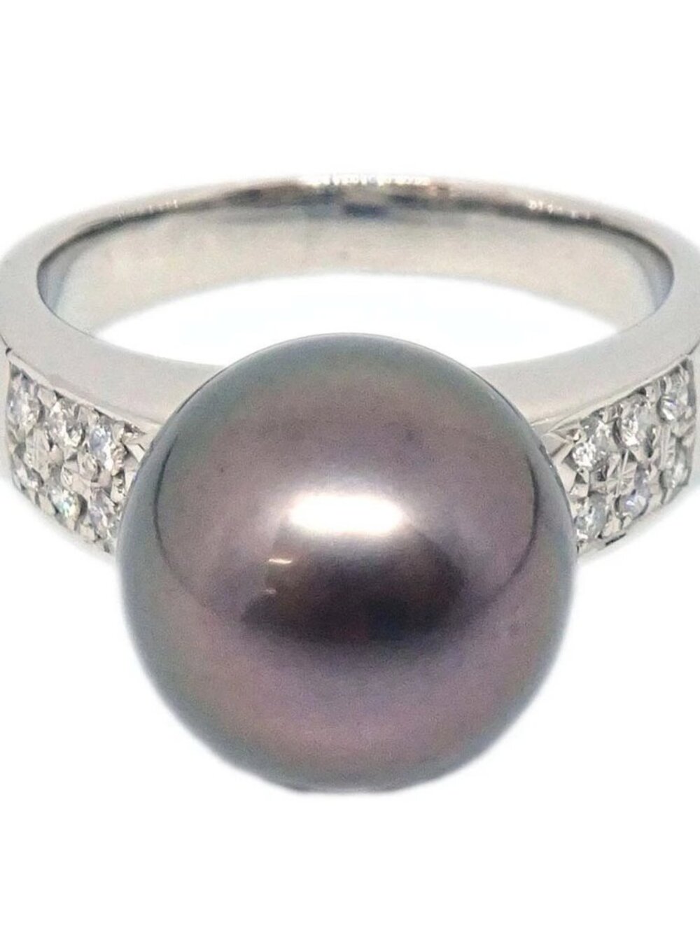 Tasaki Ring Pt900 Pearl Diamond Silver #53 Jewelry 188355
